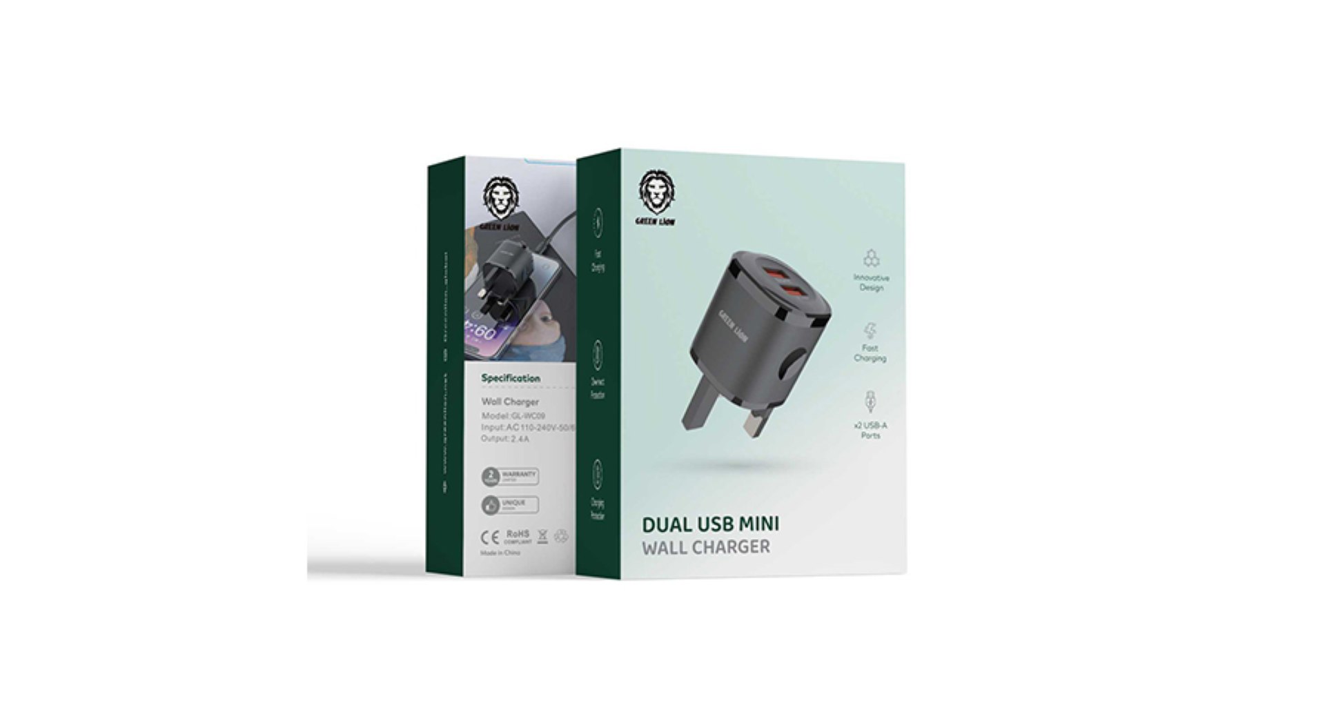 GREEN LION DUAL USB MINI WALL CHARGER